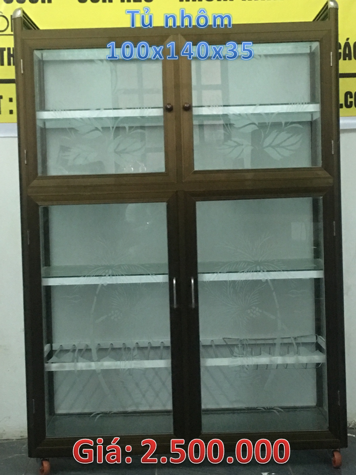 tủ nhôm nâu đồng 100x140
