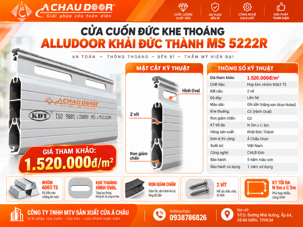 Cửa Cuốn Đức Khe Thoáng Alludoor KĐT MS 5222R - TL 10kg 1 MS 5222R