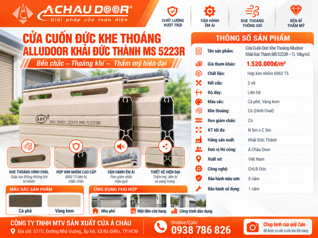 Cửa Cuốn Đức Khe Thoáng Alludoor KĐT MS 5223R – TL 10kg/m2 3 ms 5223r 1