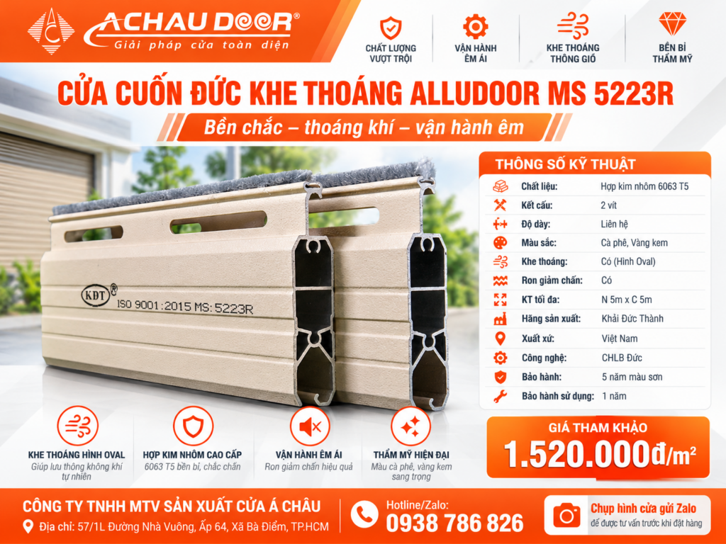 Cửa Cuốn Đức Khe Thoáng Alludoor KĐT MS 5223R – TL 10kg/m2 2 ms 5223r