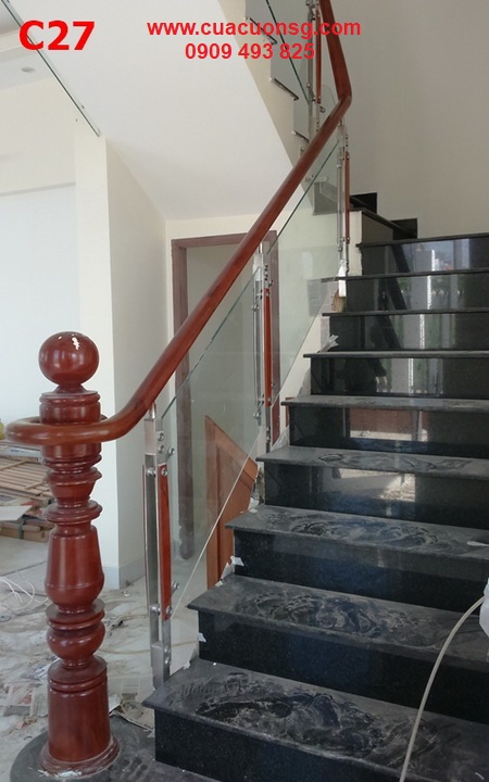 Mẫu cầu thang kính giá rẻ, đẹp, hiện đại 66