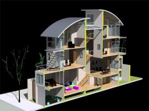 Tư Vấn Xây Nhà Ống Lệch Tầng Mặt Tiền 4m 3 mặt cắt nhà lệch tầng mặt tiền 4m
