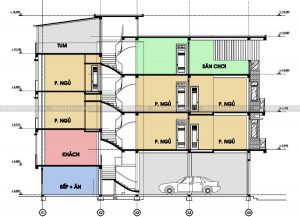 Tư Vấn Xây Nhà Ống Lệch Tầng Mặt Tiền 4m 2 mặt cắt xây dựng nhà lệch tầng mặt tiền 4m
