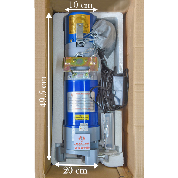 Kích thước Motor cửa cuốn AchauDoor 400kg thực tế