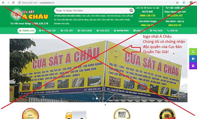Á Châu Door Cảnh Báo Các Website, Cửa hàng, Chi nhánh không trực thuộc chúng tôi 4 Giả mạo thương hiệu