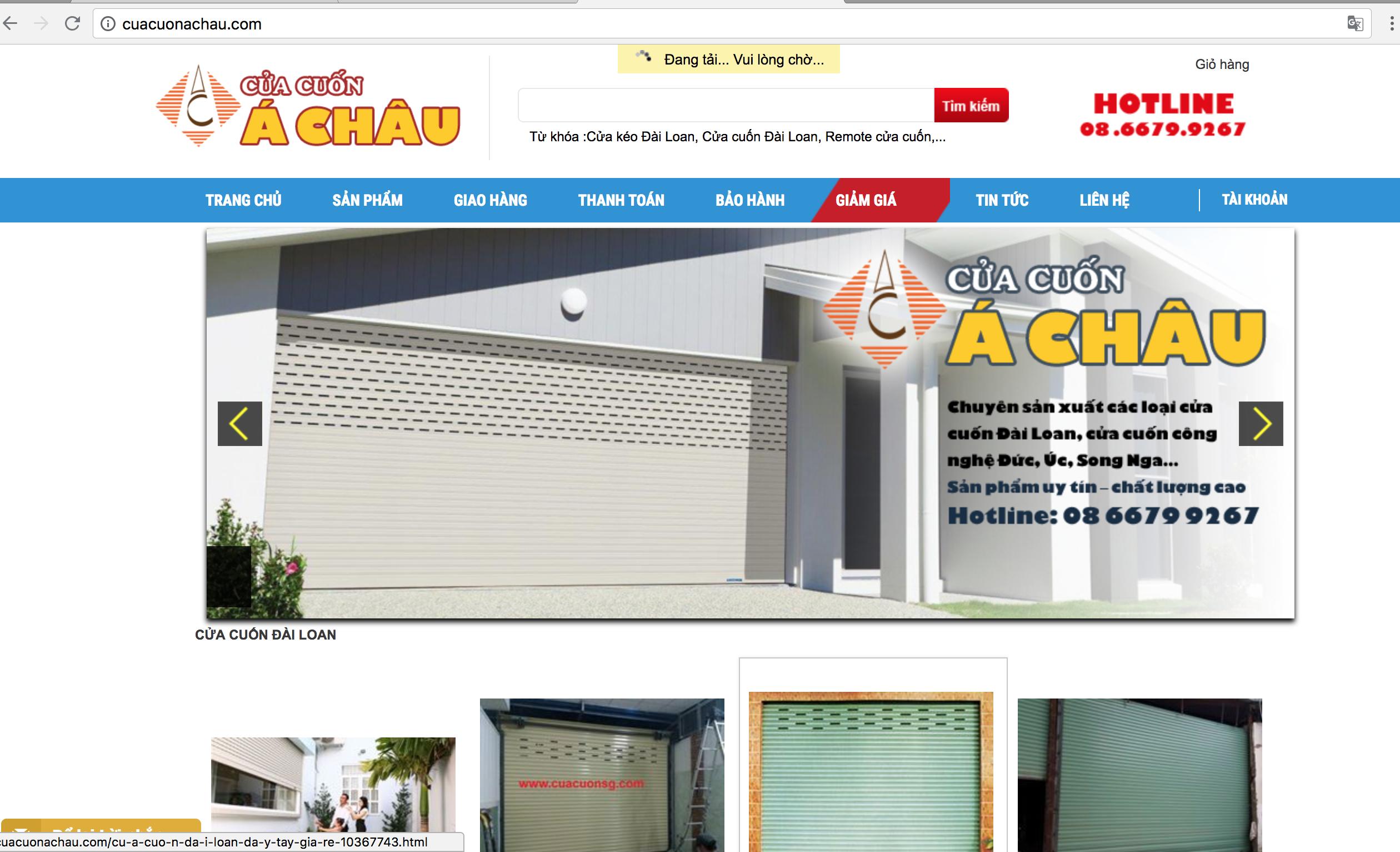 Website của Á Châu, có logo đặc trưng, tên miền là cuacuonachau.com