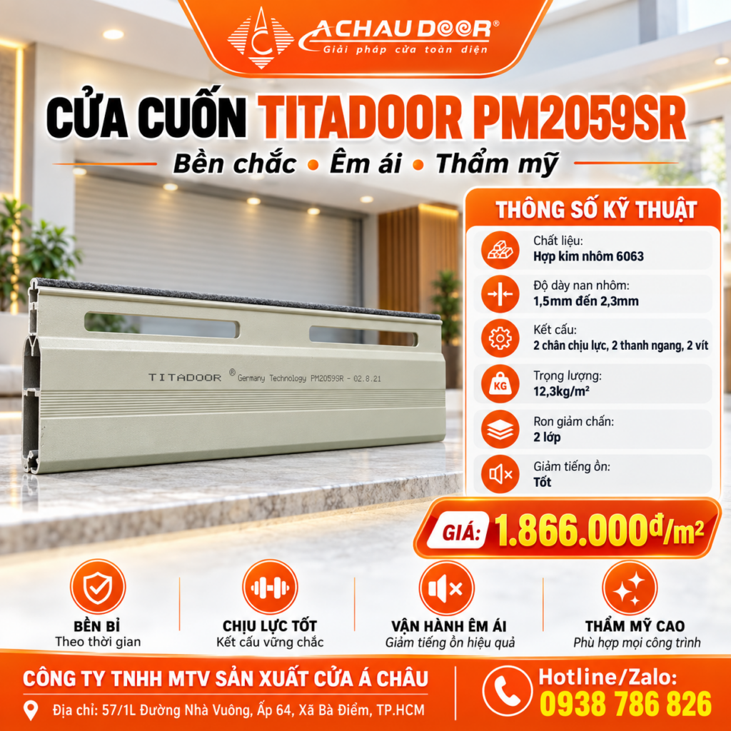 Cửa Cuốn Đức Khe Thoáng Titadoor PM2059SR, Độ dày 1.5 - 2.3mm - TL 12.3kg 1 pm2059sr