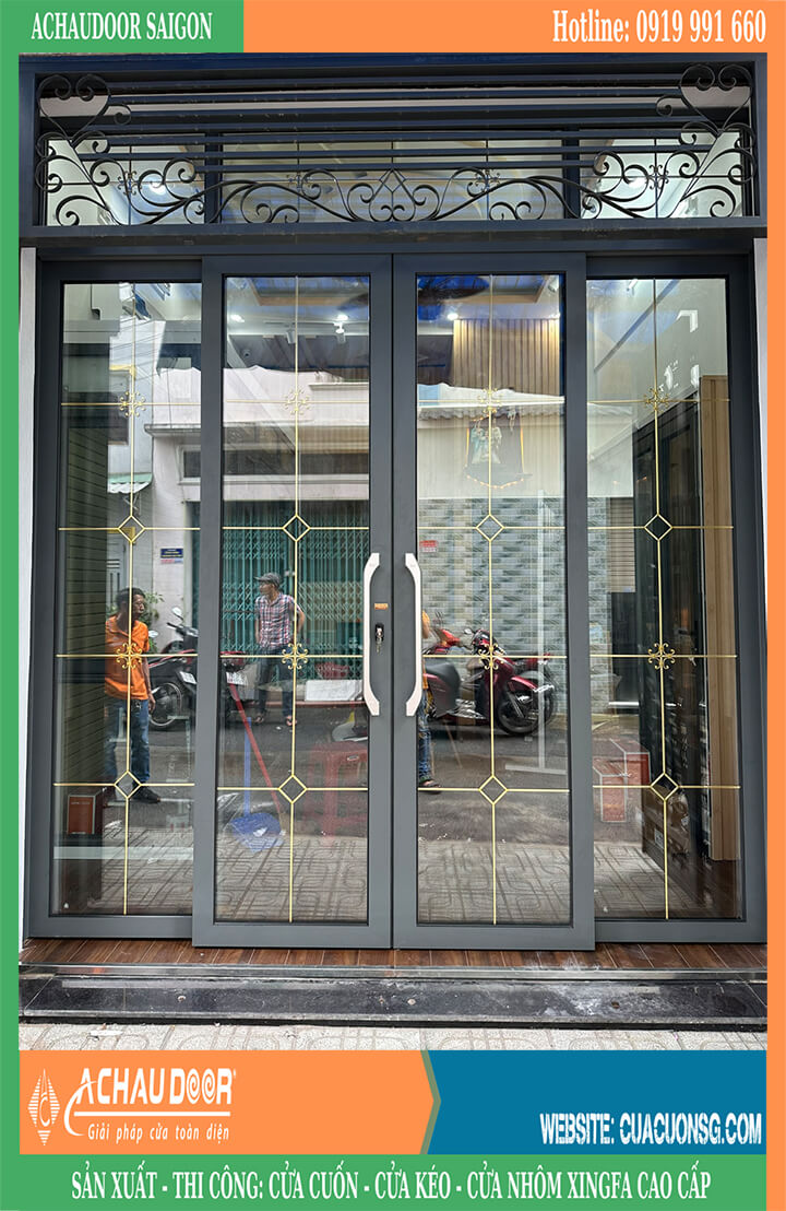 cửa nhôm trượt quay aluvina kính hộp