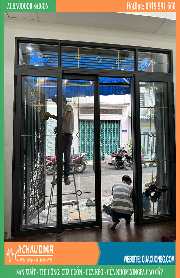 cửa nhôm trượt quay aluvina kính hộp phụ kiện zaly