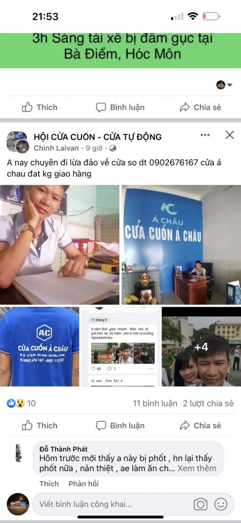 Cửa Cuốn Á Châu cảnh báo tình trạng cá nhân, đơn vị, trang web, fanpage giả mạo thương hiệu 4 đặng-thanh-nhân-giả-mạo-cửa-cuốn-á-châu-lừa-đảo-4