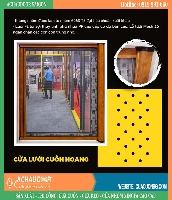 cửa lưới chống muỗi cuốn ngang