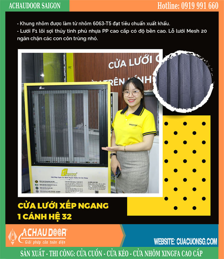 cửa lưới chống muỗi xếp ngang