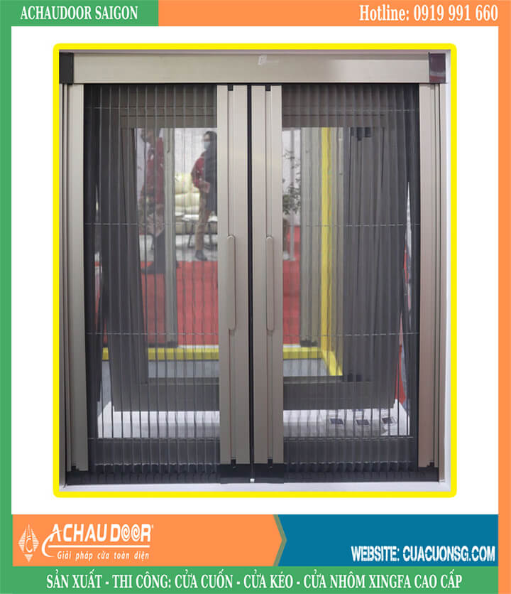 cửa lưới xếp xích 2 cánh