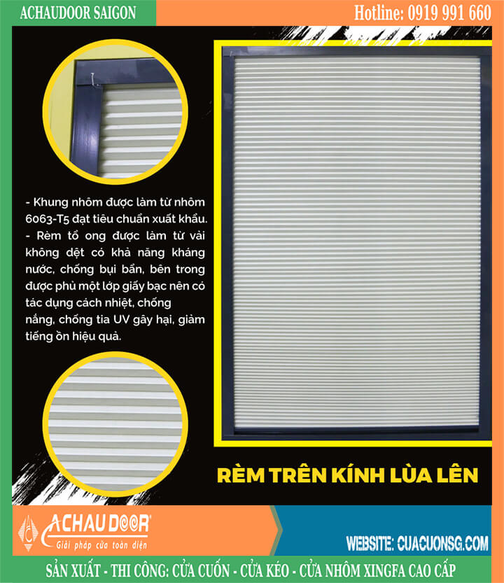 rèm trên kính lùa lên