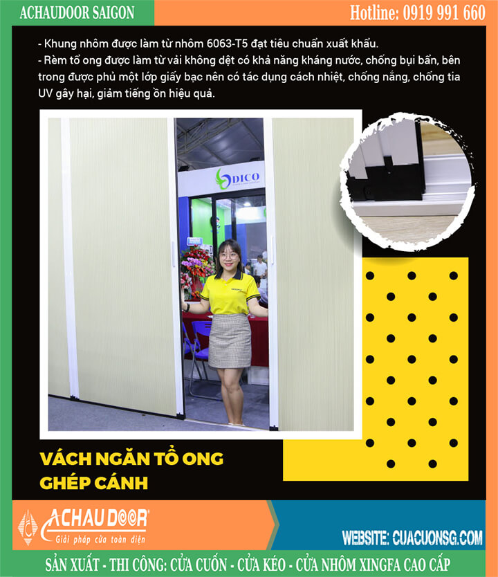 vách ngăn tổ ong ghép cánh