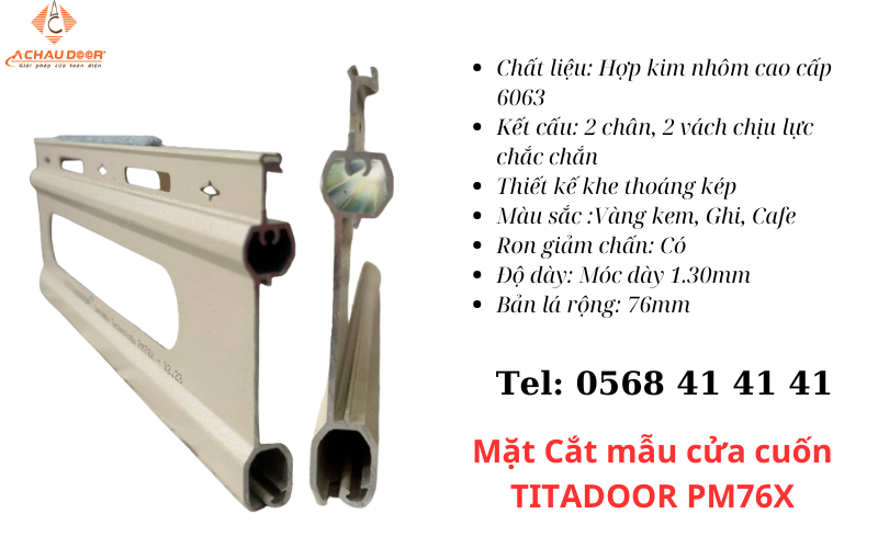 mặt cắt mẫu cửa cuốn titadoor pm76x