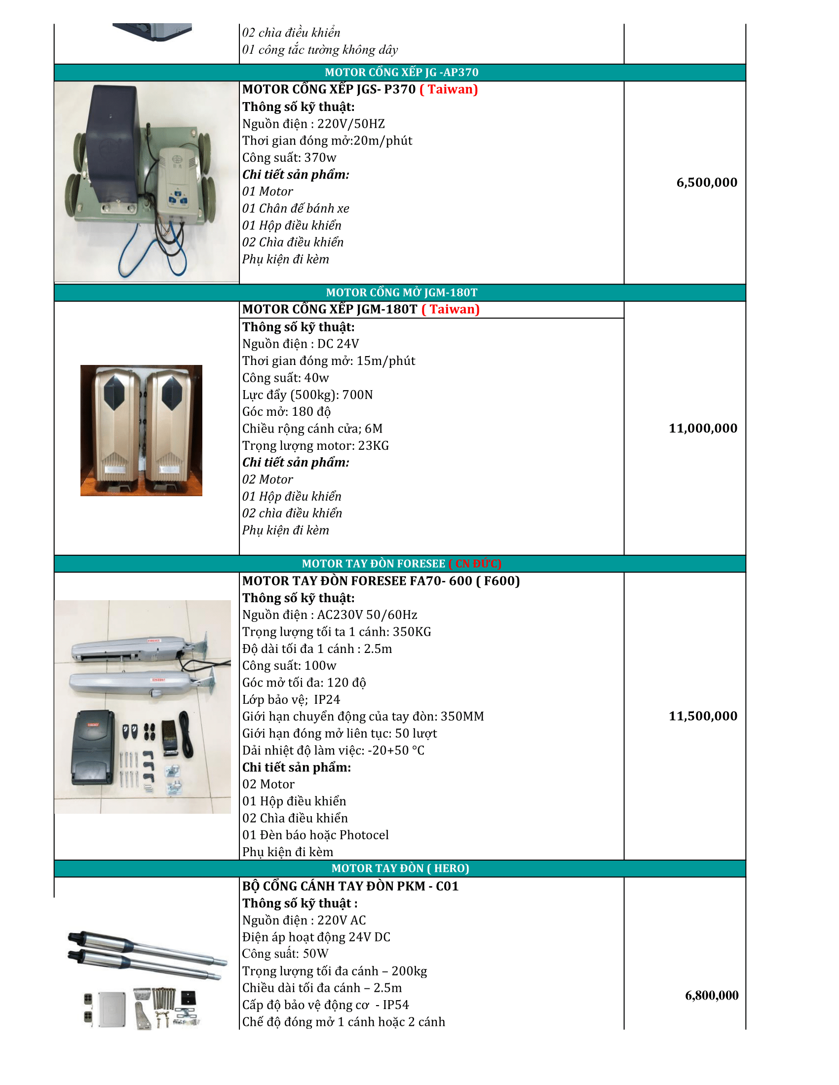 BÁO GIÁ CỔNG TỰ ĐỘNG HERO-JG- YH DÒNG GIÁ RẺ-3