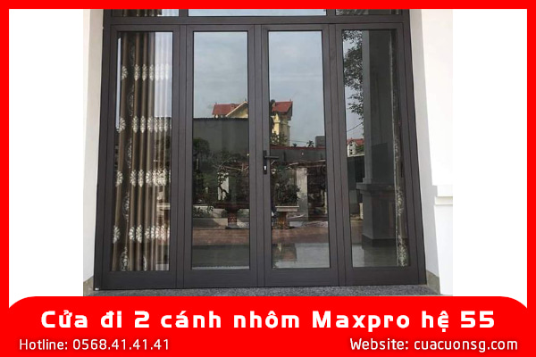 Cửa đi 2 cánh nhôm Maxpro hệ 55 1 Cửa đi 2 cánh nhôm Maxpro hệ 55