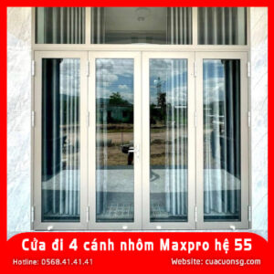 Cửa đi 4 cánh nhôm Maxpro hệ 55