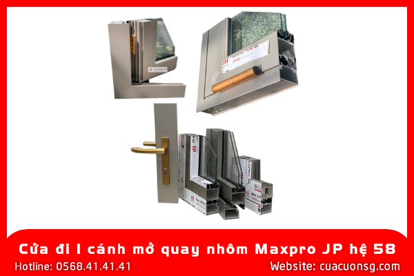 Cửa đi 1 cánh mở quay nhôm Maxpro JP hệ 58 2 Cửa đi 1 cánh mở quay nhôm Maxpro JP hệ 58