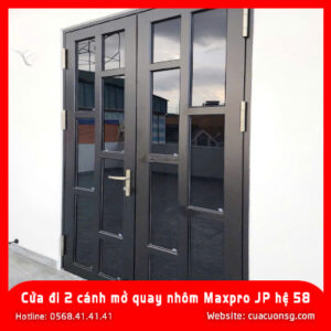 Cửa đi 2 cánh mở quay nhôm Maxpro JP hệ 58