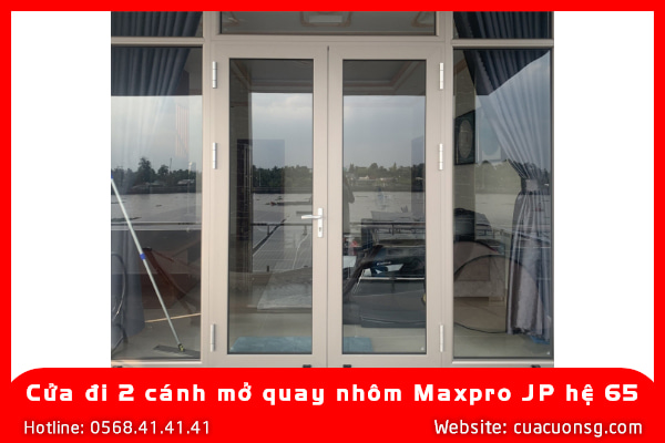 Cửa đi 2 cánh mở quay nhôm Maxpro JP hệ 65 1 Cửa đi 2 cánh mở quay nhôm Maxpro JP hệ 65