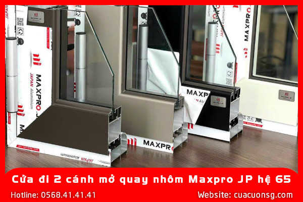 Cửa đi 2 cánh mở quay nhôm Maxpro JP hệ 65 2 Cửa đi 2 cánh mở quay nhôm Maxpro JP hệ 65