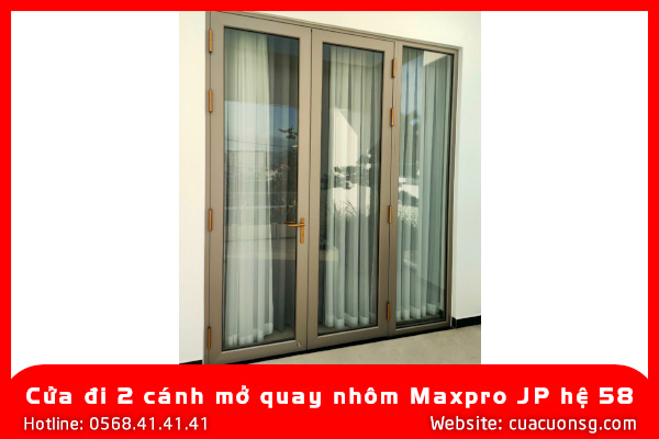 Cửa đi 2 cánh mở quay nhôm Maxpro JP hệ 58 1 Cửa đi 2 cánh mở quay nhôm Maxpro JP hệ 58