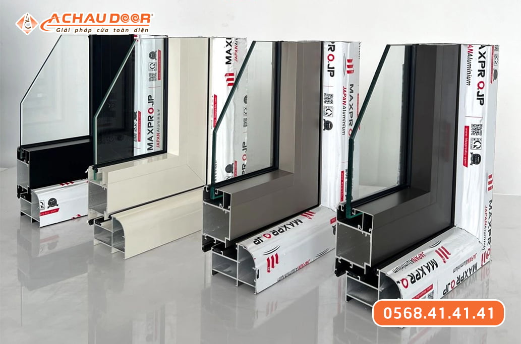 Cửa đi 4 cánh mở nhôm Maxpro hệ 83 2 Cửa đi 4 cánh mở nhôm Maxpro hệ 83