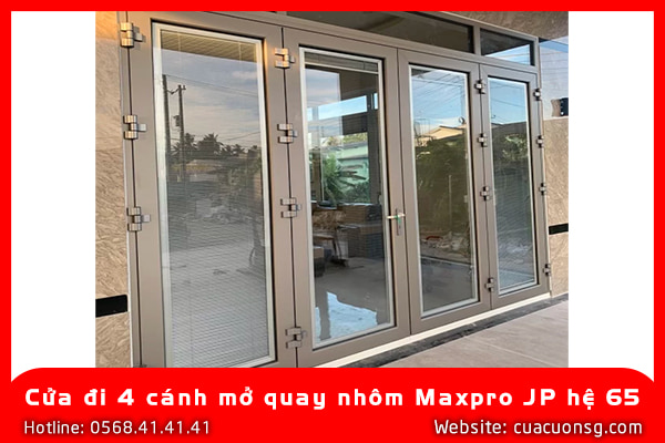 Cửa đi 4 cánh mở quay nhôm Maxpro JP hệ 65 1 Cửa đi 4 cánh mở quay nhôm Maxpro JP hệ 65
