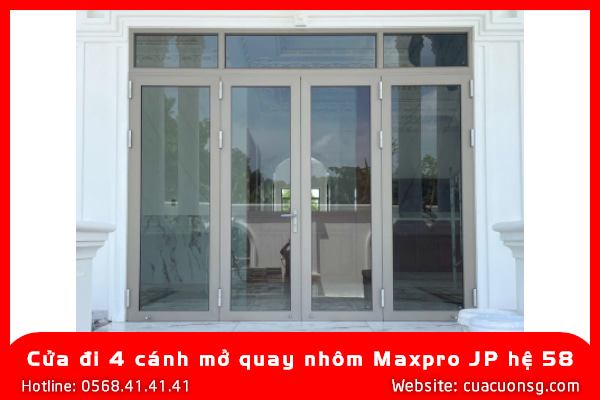 Cửa đi 4 cánh mở quay nhôm Maxpro JP hệ 58 1 Cửa đi 4 cánh mở quay nhôm Maxpro JP hệ 58