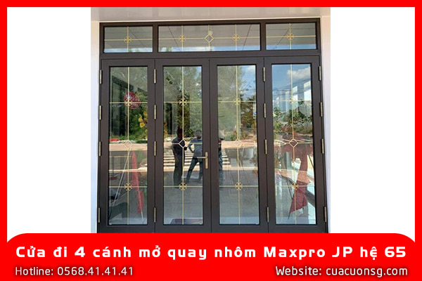 Cửa đi 4 cánh mở quay nhôm Maxpro JP hệ 65 2 Cửa đi 4 cánh mở quay nhôm Maxpro JP hệ 65