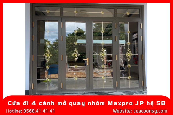 Cửa đi 4 cánh mở quay nhôm Maxpro JP hệ 58 2 Cửa đi 4 cánh mở quay nhôm Maxpro JP hệ 58