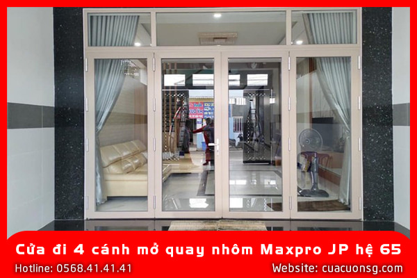 Cửa đi 4 cánh mở quay nhôm Maxpro JP hệ 65 3 Cửa đi 4 cánh mở quay nhôm Maxpro JP hệ 65
