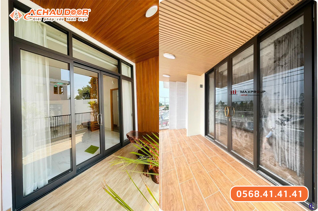 Cửa đi lùa 2 cánh nhôm Maxpro hệ 93 3 Cửa đi lùa 2 cánh nhôm Maxpro hệ 93