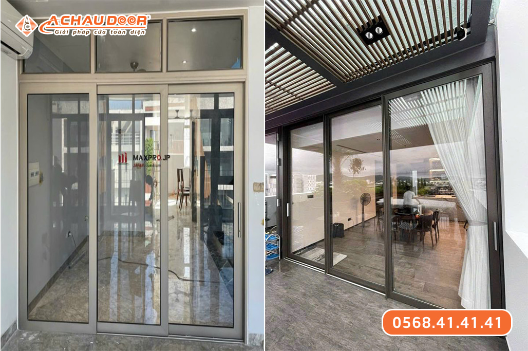 Cửa đi lùa 3 cánh nhôm Maxpro hệ 93 3 Cửa đi lùa 3 cánh nhôm Maxpro hệ 93