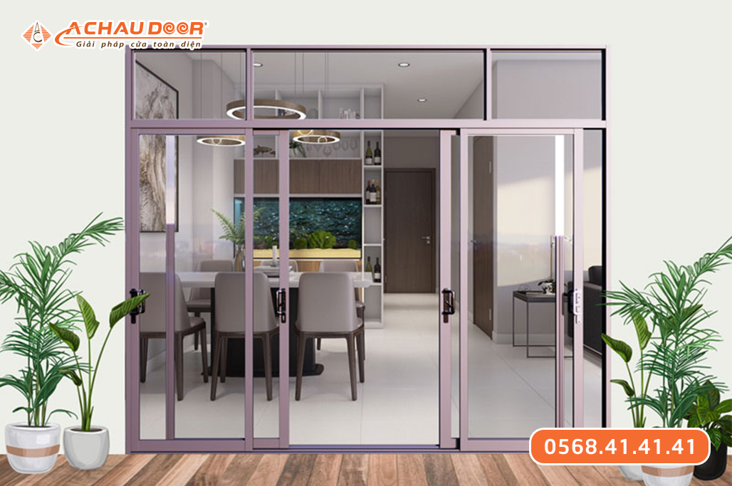 Cửa đi lùa 4 cánh nhôm Maxpro hệ 93 2 Cửa đi lùa 4 cánh nhôm Maxpro hệ 93