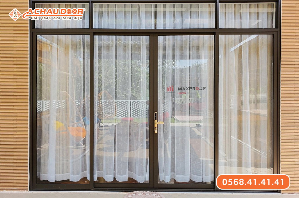 Cửa đi lùa 4 cánh nhôm Maxpro hệ 115 3 Cửa đi lùa 4 cánh nhôm Maxpro hệ 115