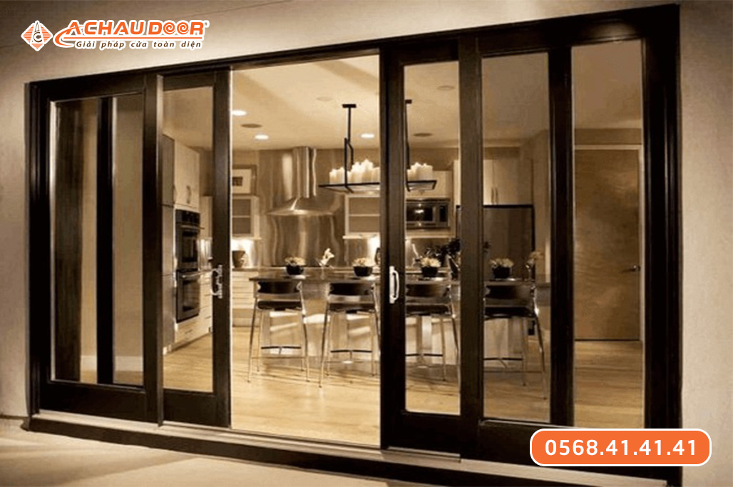 Cửa đi lùa 4 cánh nhôm Maxpro hệ 93 3 Cửa đi lùa 4 cánh nhôm Maxpro hệ 93