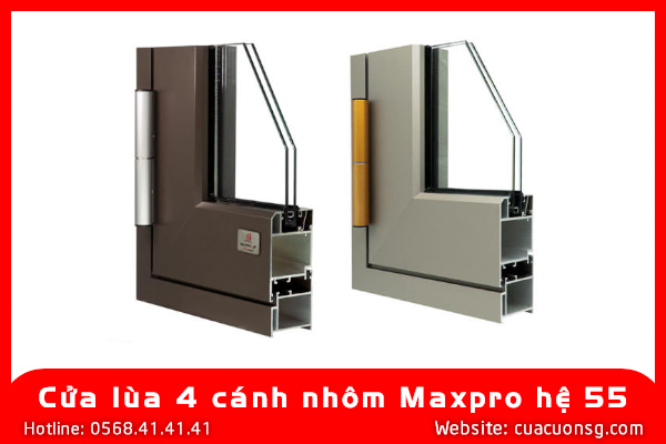 Cửa lùa 4 cánh nhôm Maxpro hệ 55 2 Cửa lùa 4 cánh nhôm Maxpro hệ 55