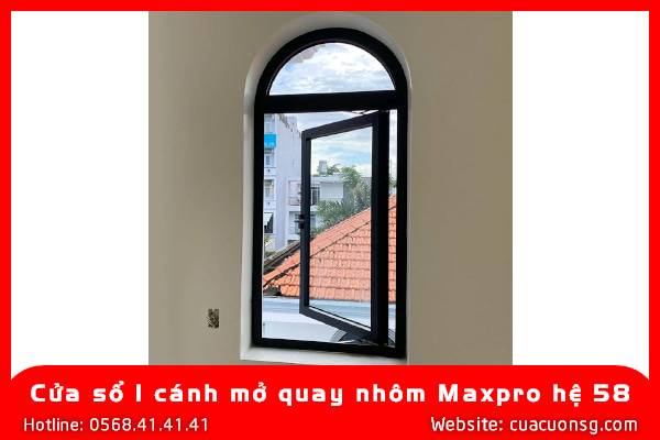 Cửa sổ 1 cánh mở quay nhôm Maxpro hệ 58 1 Cửa sổ 1 cánh mở quay nhôm Maxpro hệ 58