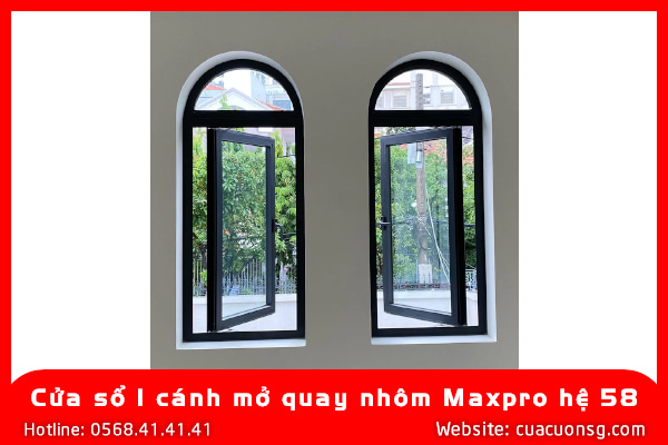 Cửa sổ 1 cánh mở quay nhôm Maxpro hệ 58 3 Cửa sổ 1 cánh mở quay nhôm Maxpro hệ 58