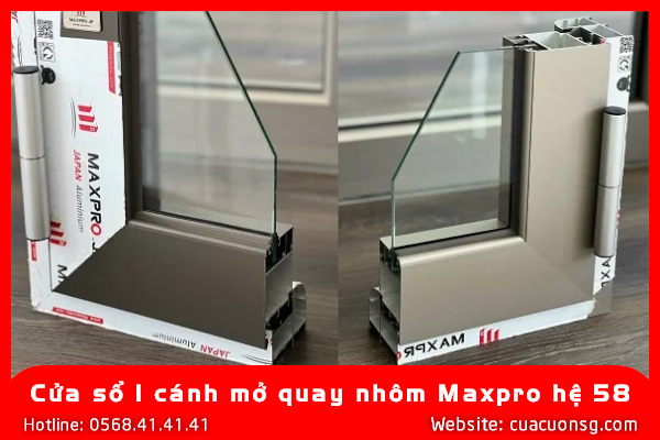 Cửa sổ 1 cánh mở quay nhôm Maxpro hệ 58 2 Cửa sổ 1 cánh mở quay nhôm Maxpro hệ 58