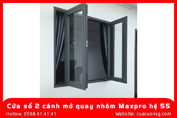 Cửa sổ 2 cánh mở quay nhôm Maxpro hệ 55 3 Cửa sổ 2 cánh mở quay nhôm Maxpro hệ 55