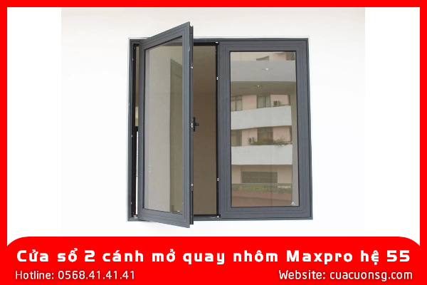 Cửa sổ 2 cánh mở quay nhôm Maxpro hệ 55 1 Cửa sổ 2 cánh mở quay nhôm Maxpro hệ 55