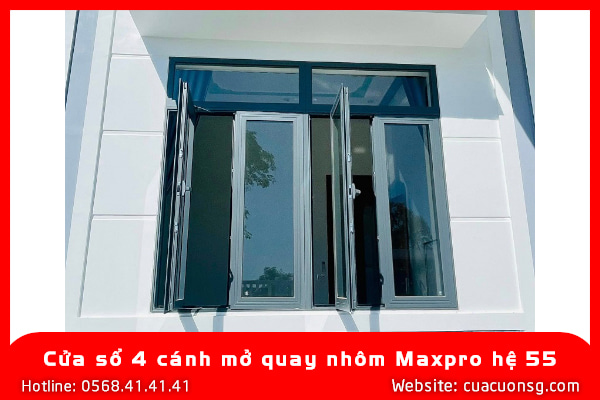 Cửa sổ 4 cánh mở quay nhôm Maxpro hệ 55 1 Cửa sổ 4 cánh mở quay nhôm Maxpro hệ 55