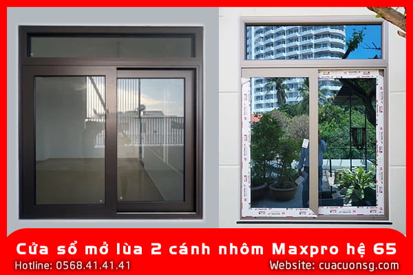 Cửa sổ mở lùa 2 cánh nhôm Maxpro hệ 65 1 Cửa sổ mở lùa 2 cánh nhôm Maxpro hệ 65