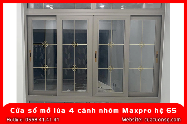 Cửa sổ mở lùa 4 cánh nhôm Maxpro hệ 65 1 Cửa sổ mở lùa 4 cánh nhôm Maxpro hệ 65