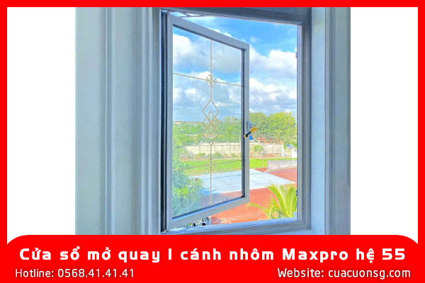 Cửa sổ mở quay 1 cánh nhôm Maxpro hệ 55 1 Cửa sổ mở quay 1 cánh nhôm Maxpro hệ 55