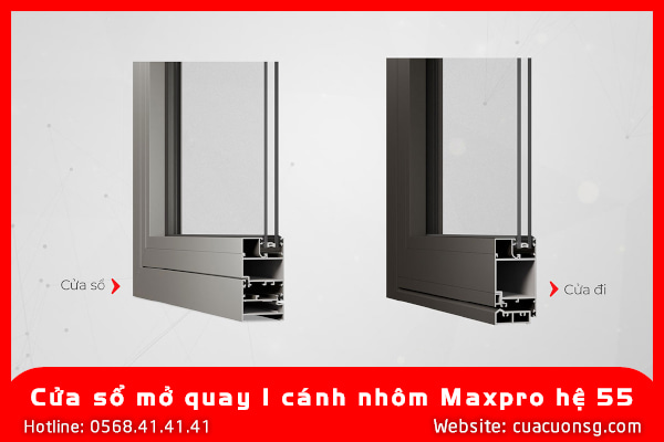Cửa sổ mở quay 1 cánh nhôm Maxpro hệ 55 2 Cửa sổ mở quay 1 cánh nhôm Maxpro hệ 55